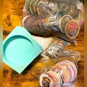 Bulk freshie lot dip can, bottle caps, circle center cut outs, 6 circle molds